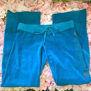 Juicy Couture Blue Velour Velvet Sweatpants